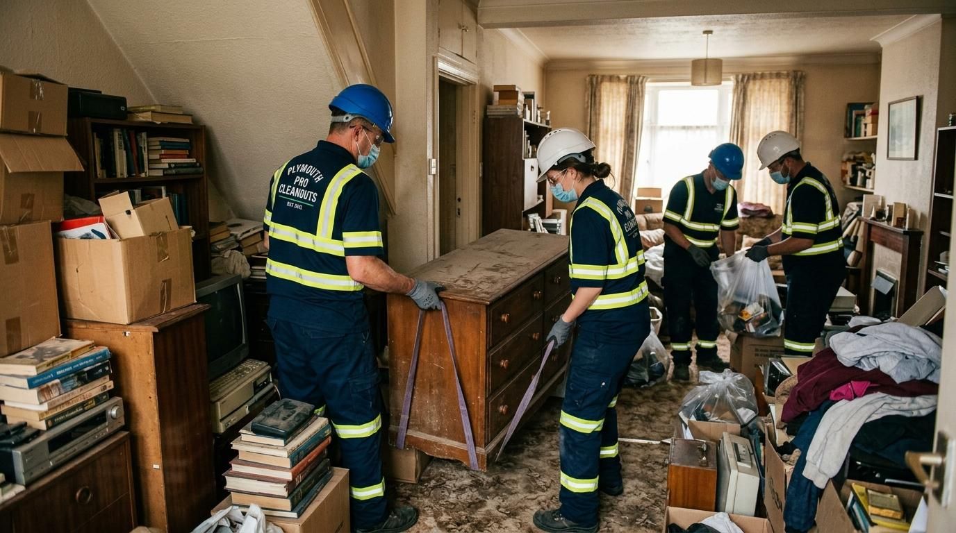 Professional cleanout team working on estate cleanout in Plymouth WI
