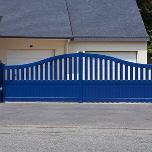 automated gates painted in blue