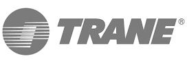 Trane logo: gray circle with horizontal lines, beside the word
