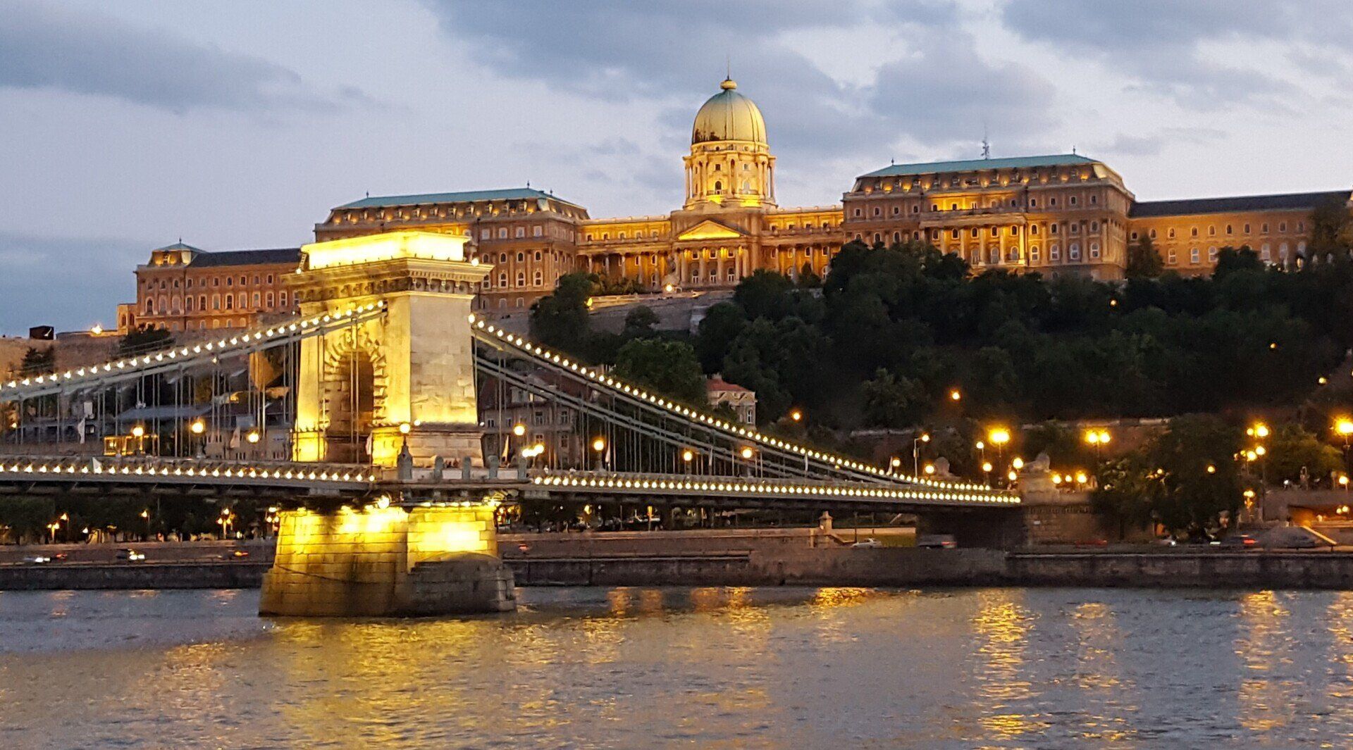 Danube River Cruise Budapest, Hungary set sail lights castle Parliament House churches