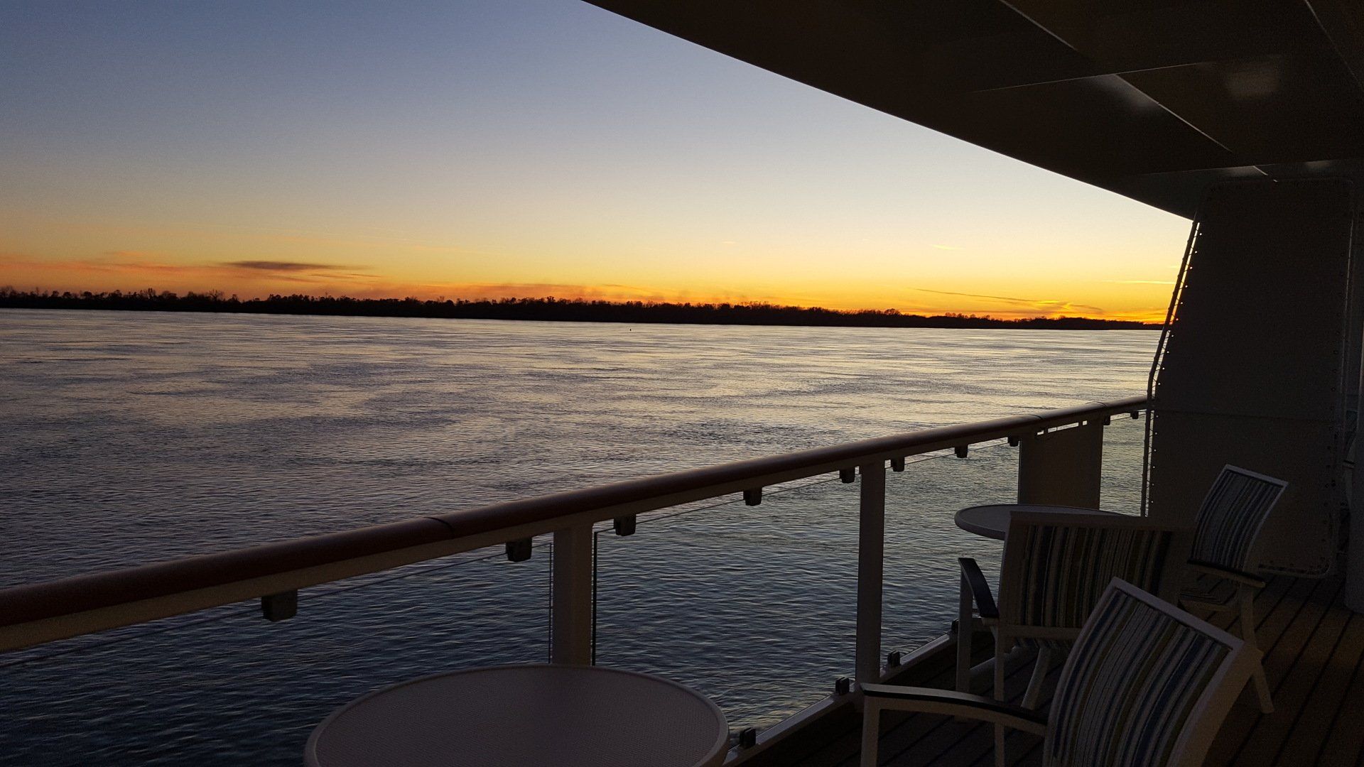 Mississippi River Cruise  New Orleans Balcony sunset view