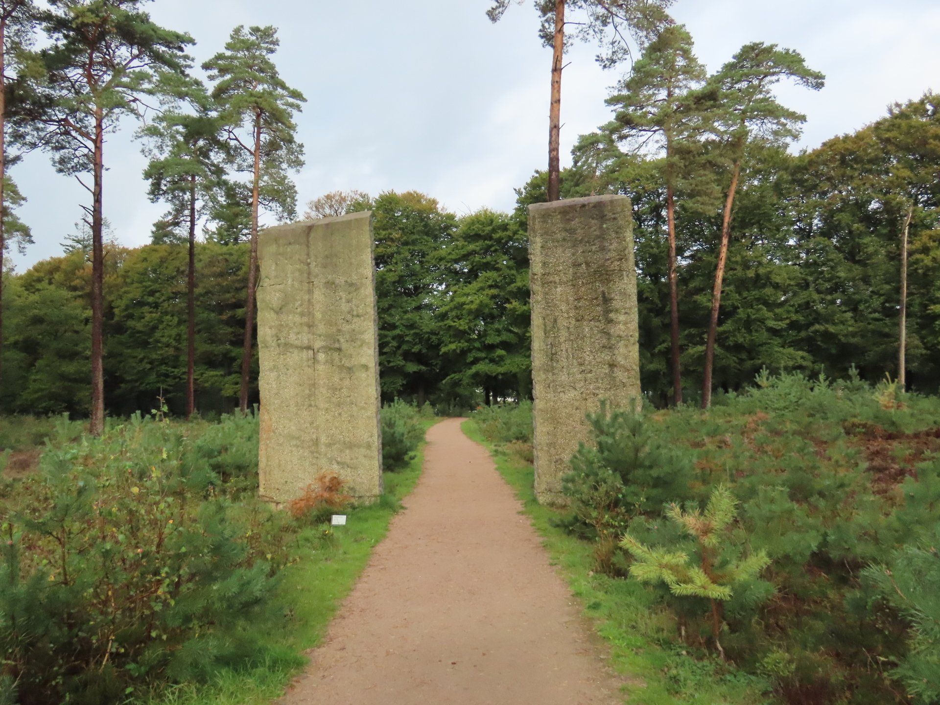 Hoge Veluwe National Park - slabs of solid rock cut without modern tools - forest entryway.