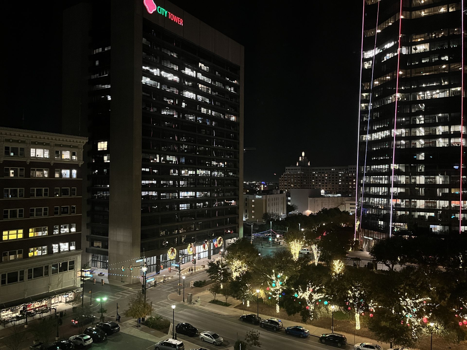 Embassy-Suites-Riverwalk San Antonio Texas View to West at Night