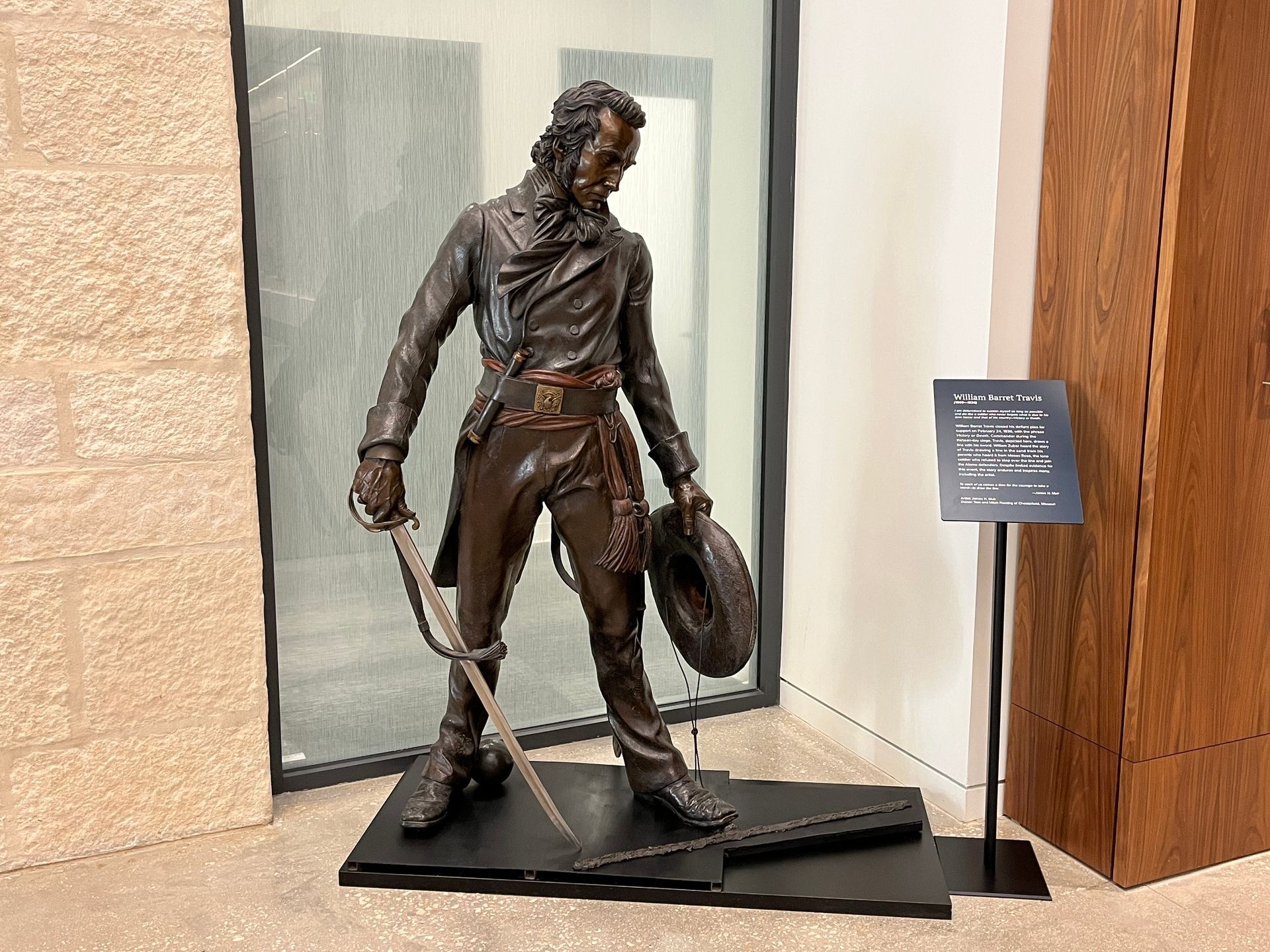 The-Alamo Mission San-Antonio Texas Museum Collection Bronze Colonel Travis Line-in-the-Sand