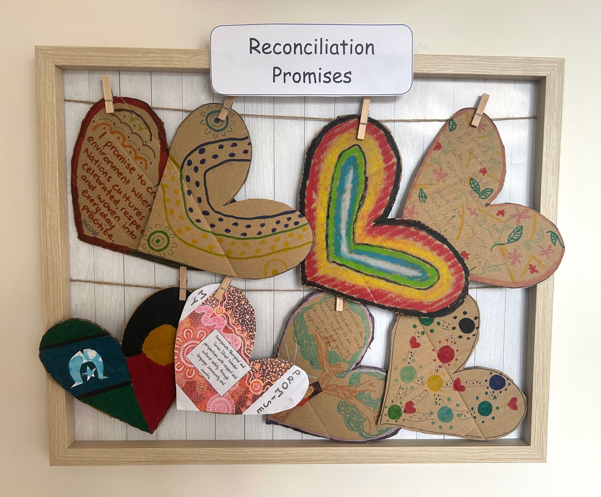 Children's artwork hanging from wall — Kinburra Preschool (Kincumber) in Kincumber, NSW