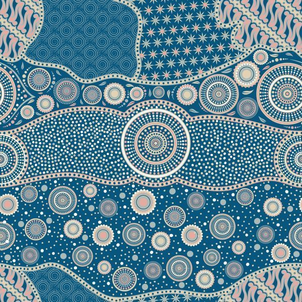 A Seamless Pattern With Circles and Stars on a Blue Background — Kinburra Preschool (Kincumber) in K