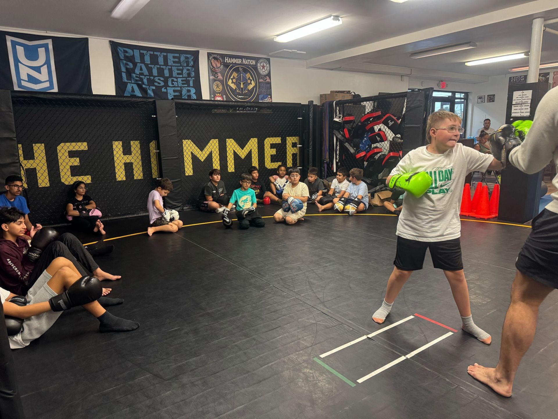 Students practice controlled Jiu-Jitsu drills at Hammer Sports and Performance in Hazlet, NJ.