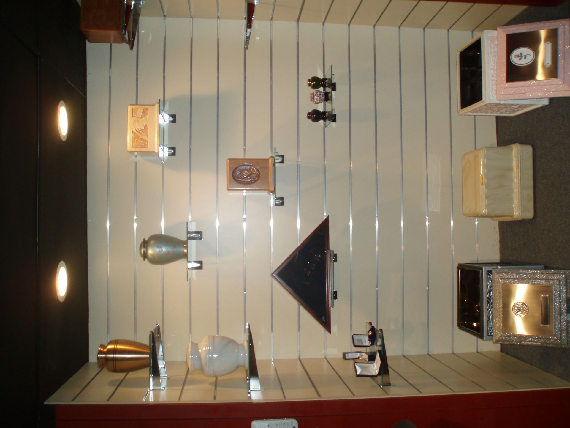 A room with a lot of objects on the wall