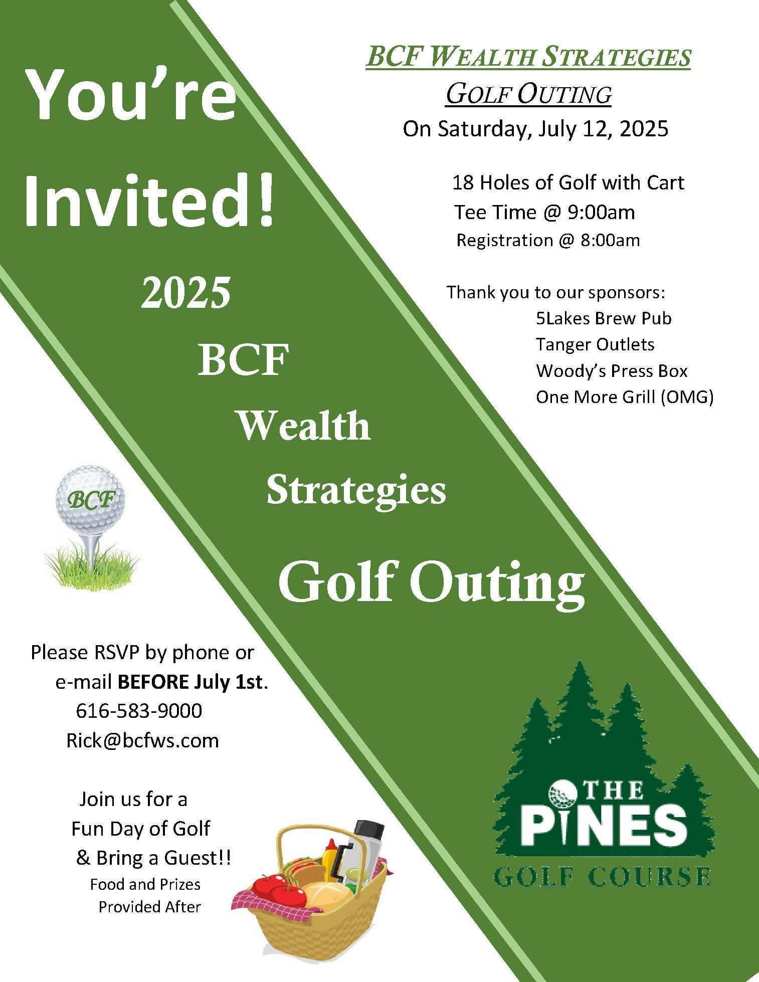 An advertisement for a golf outing in 2024