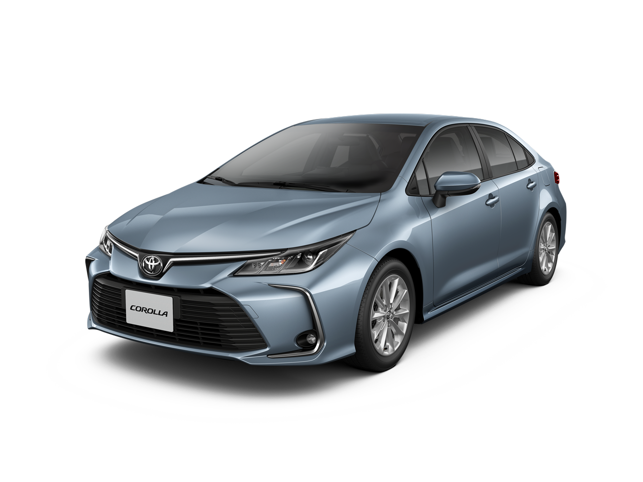 Toyota Corolla sedán azul.