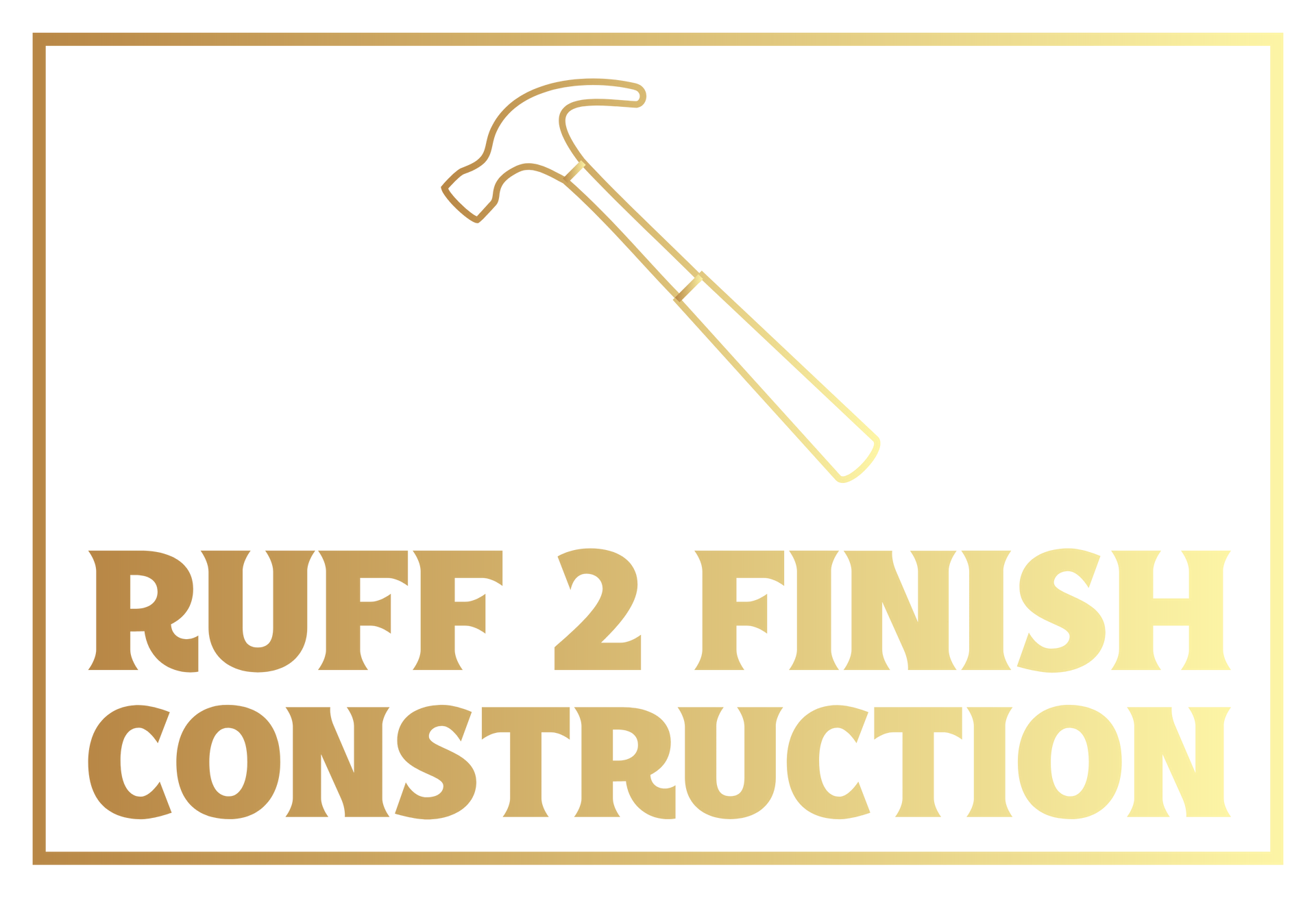 Golden logo: hammer above text