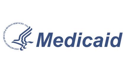 Medicaid logo: blue text and stylized bird icon.