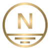 The letter n is in a gold circle on a white background.