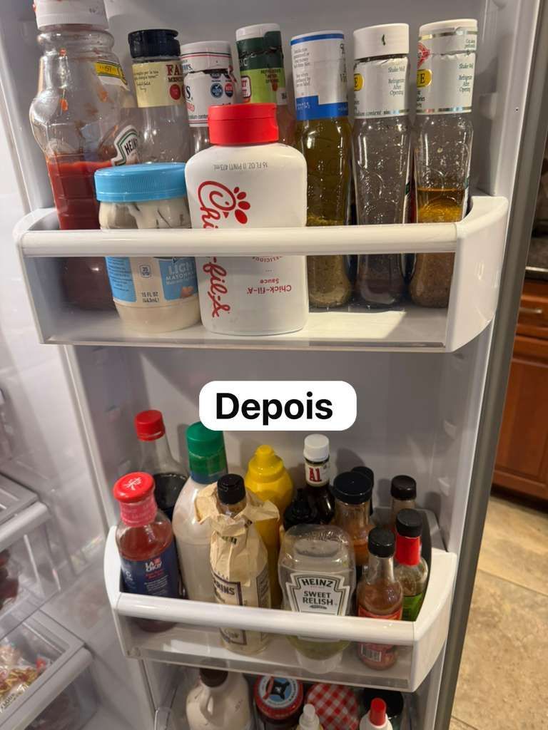 Refrigerator shelves with condiments, 