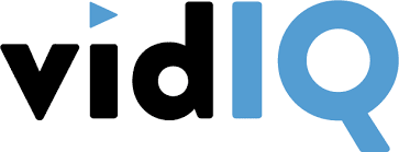 a blue and black logo for a company called vidiq