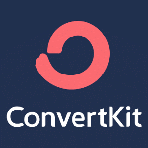 a convertkit logo on a dark blue background