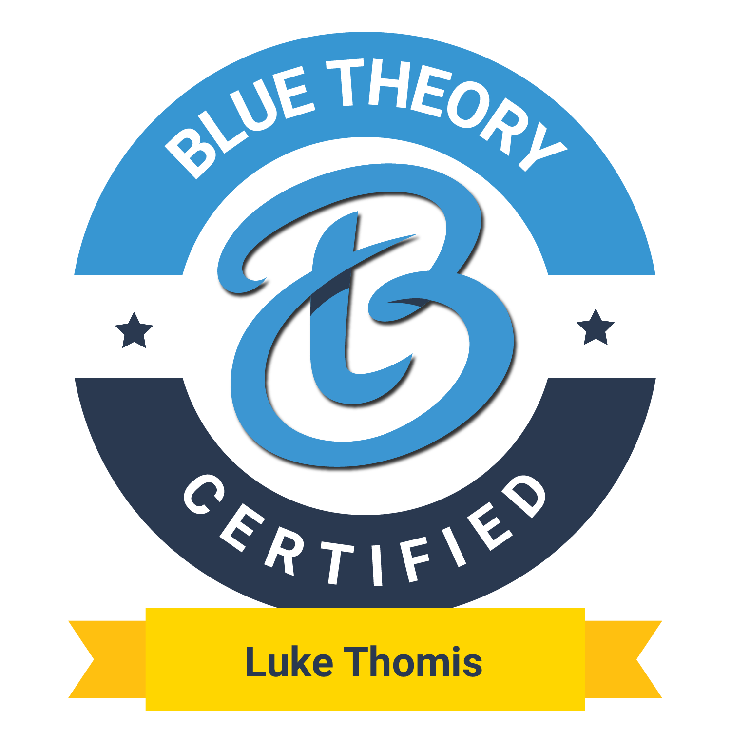 A blue theory certified logo for luke thomis