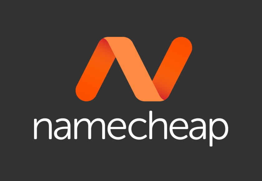 a logo for name cheap with an orange n on a black background