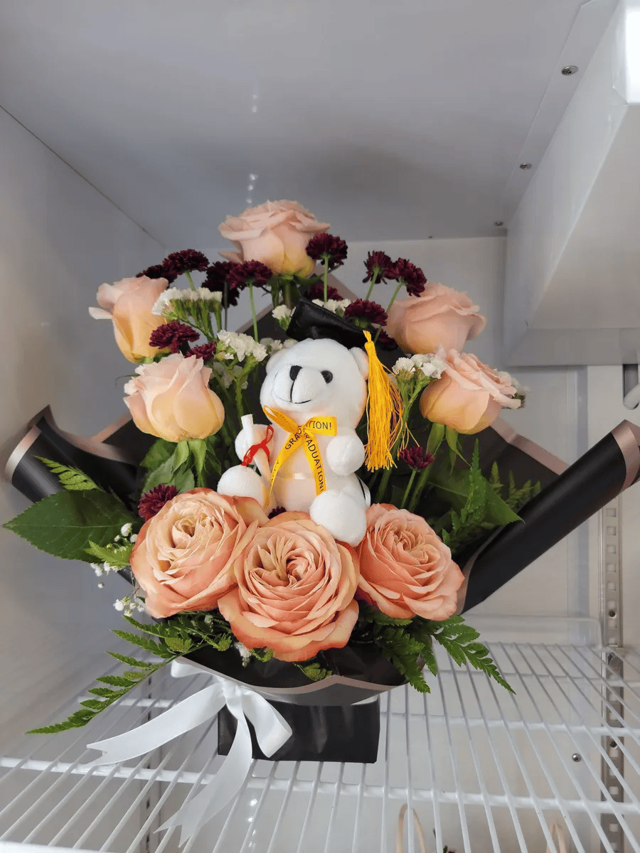 Flower with teddy bear
