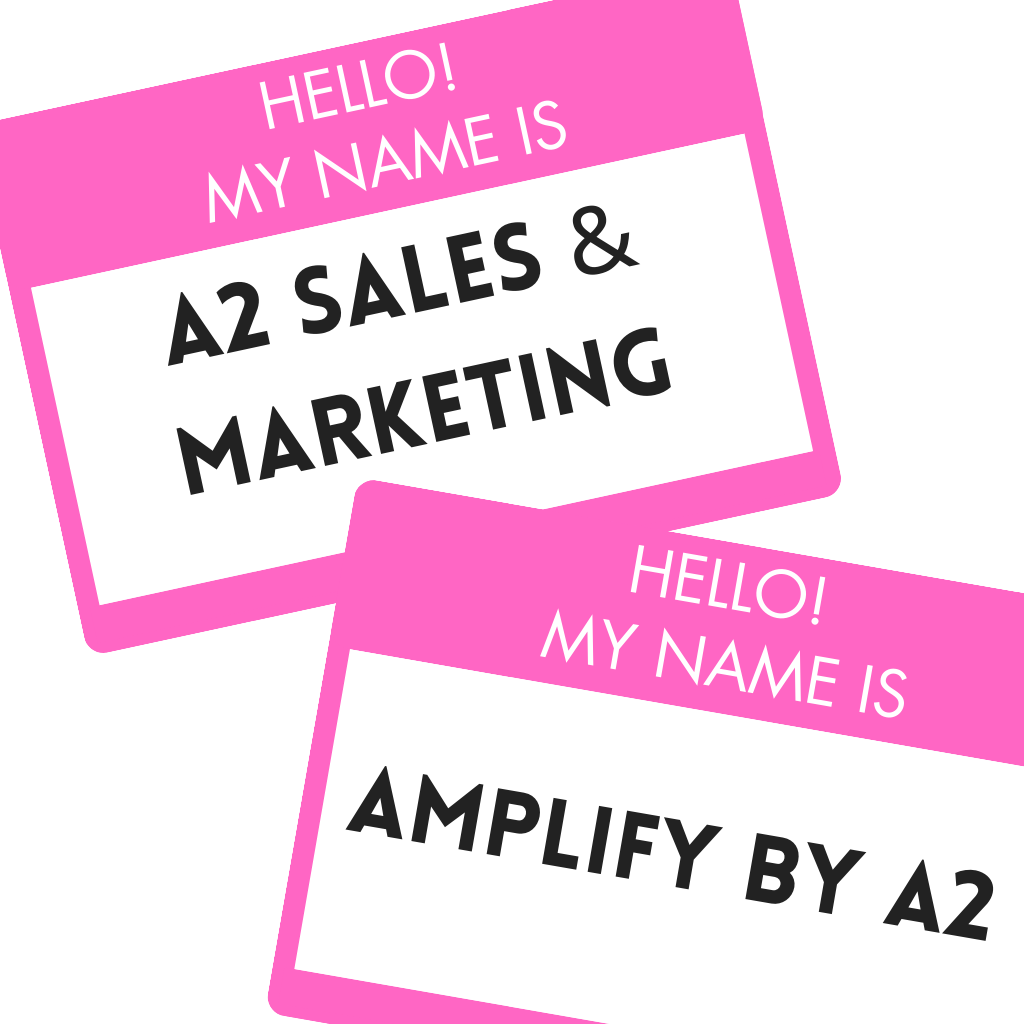 Name Tag with business name, A2 Sales and Marketing a digital marketing company in Glenview IL