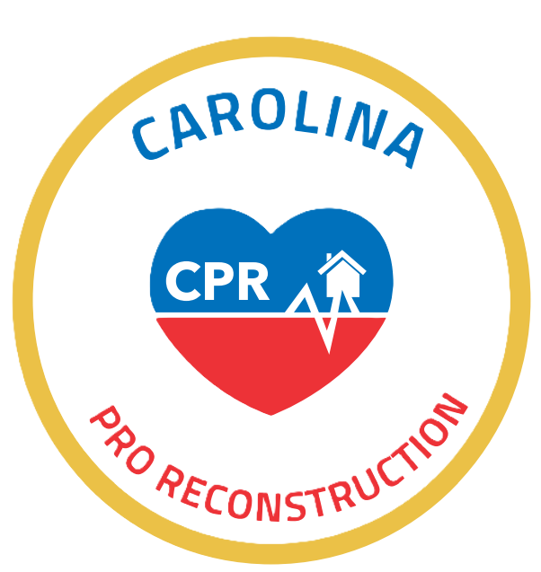 Carolina CPR Pro Reconstruction logo: heart, house, and EKG with blue, red, white, and yellow colors.