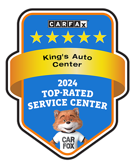 King's Auto Center, a 2024 Top-Rated Service Center, CARFAX award with fox mascot. | King's Auto Center