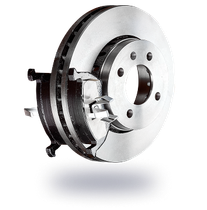 A car disc brake system with silver rotor, dark caliper, and mounting brackets. | King's Auto Center