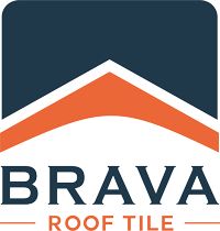 Navy blue and orange logo for BRAVA Roof Tile