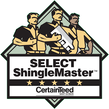 Logo of CertainTeed Select ShingleMaster Certification features 3 roofers