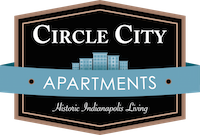 Circle City Apartments logo in black, white, and blue colors.