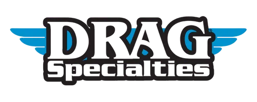 Logo for Drag Specialties, featuring stylized text and blue wings.