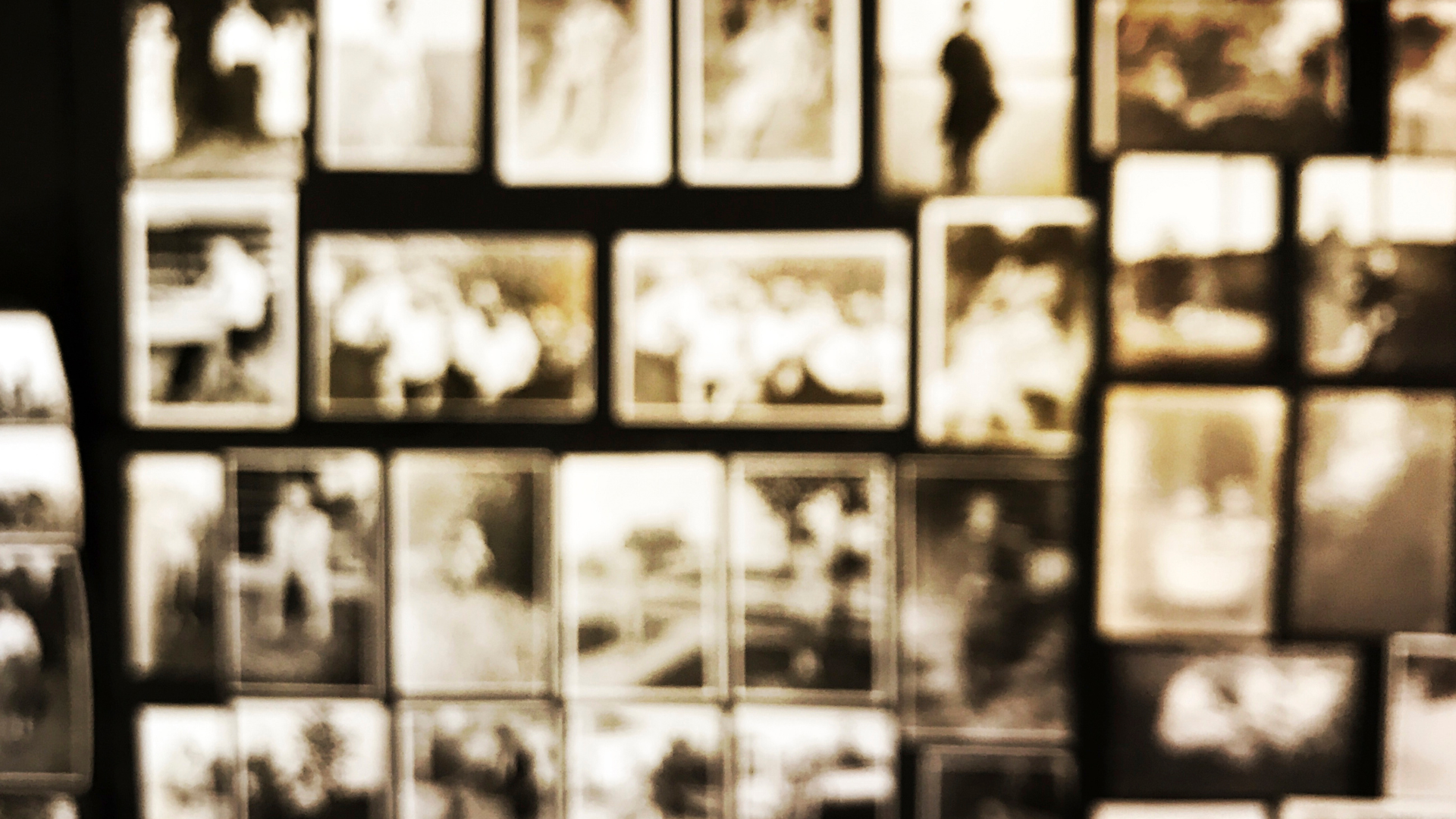 A large dining room with a long table and chairs and paintings on the wall.