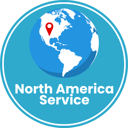 Globe with red marker on North America,