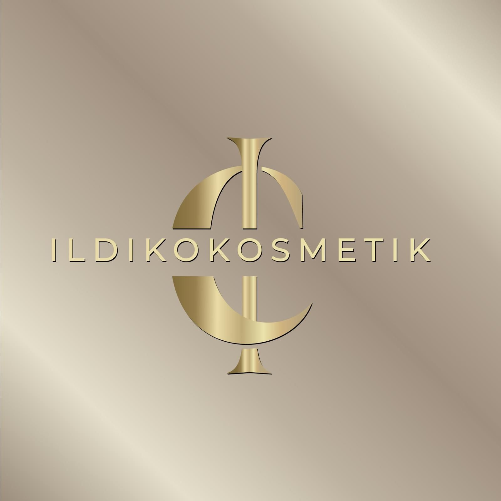 The logo for ildiko kosmetik is on a marble background.