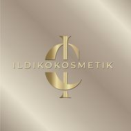 A logo for a company called ildiko kosmetik with a marble background.