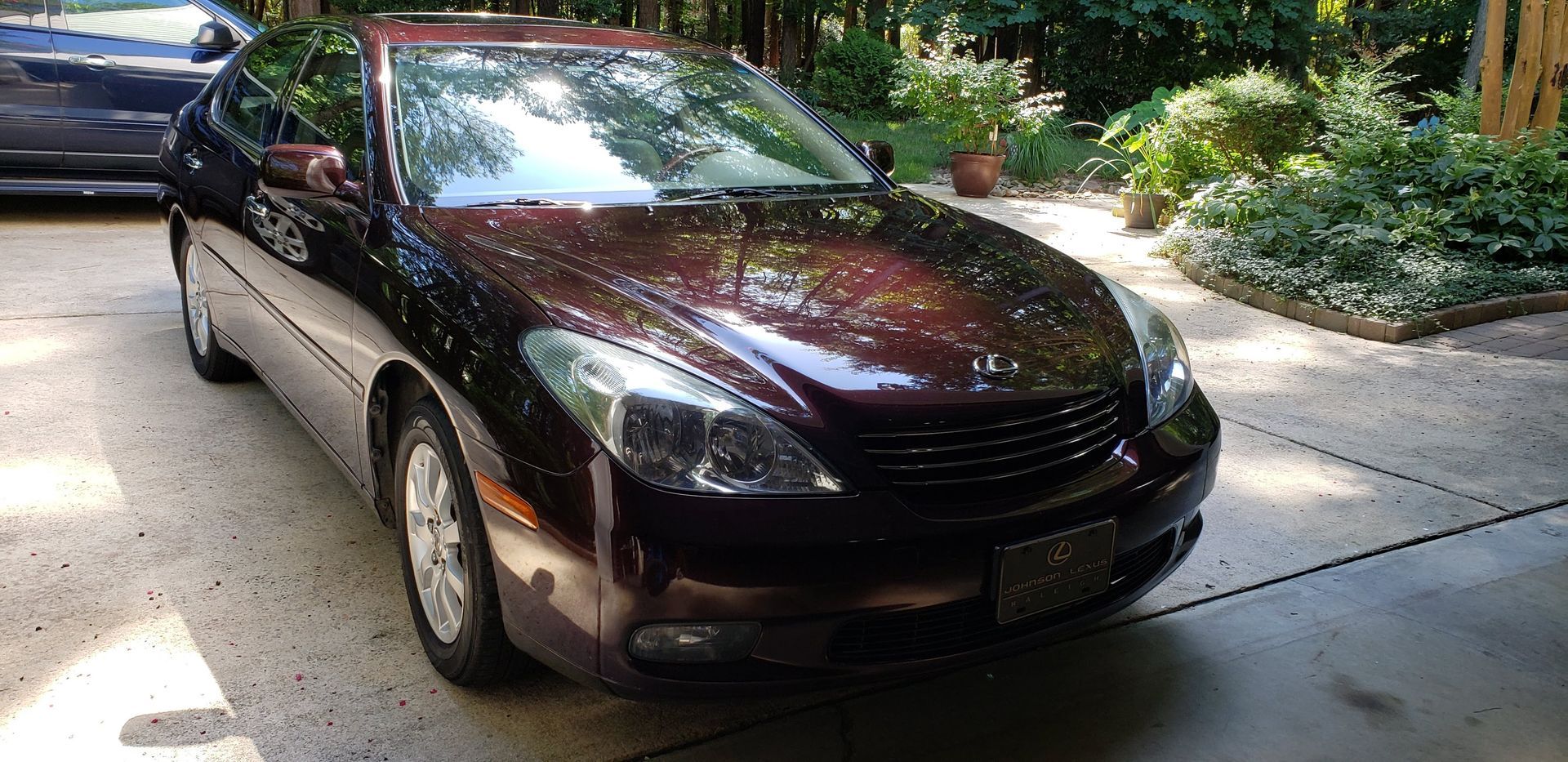 A person uses a power buffer with a yellow foam pad to polish the gray hood of a car.