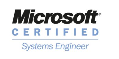A microsoft certified systems engineer logo on a white background