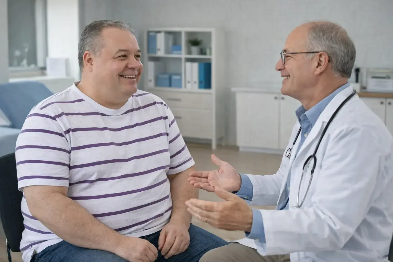Obese person consulting with doctor on the best ways to lose weight for people with high BMI