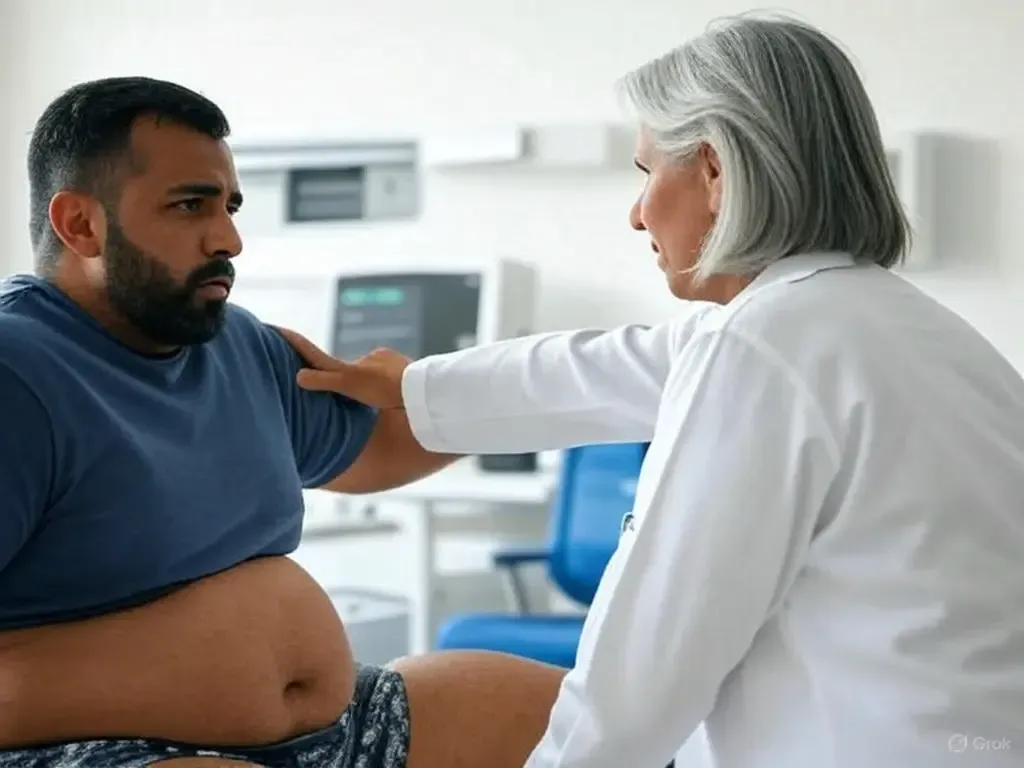 Doctor explaining the impact of being overweight on the overall health to a concerned patient