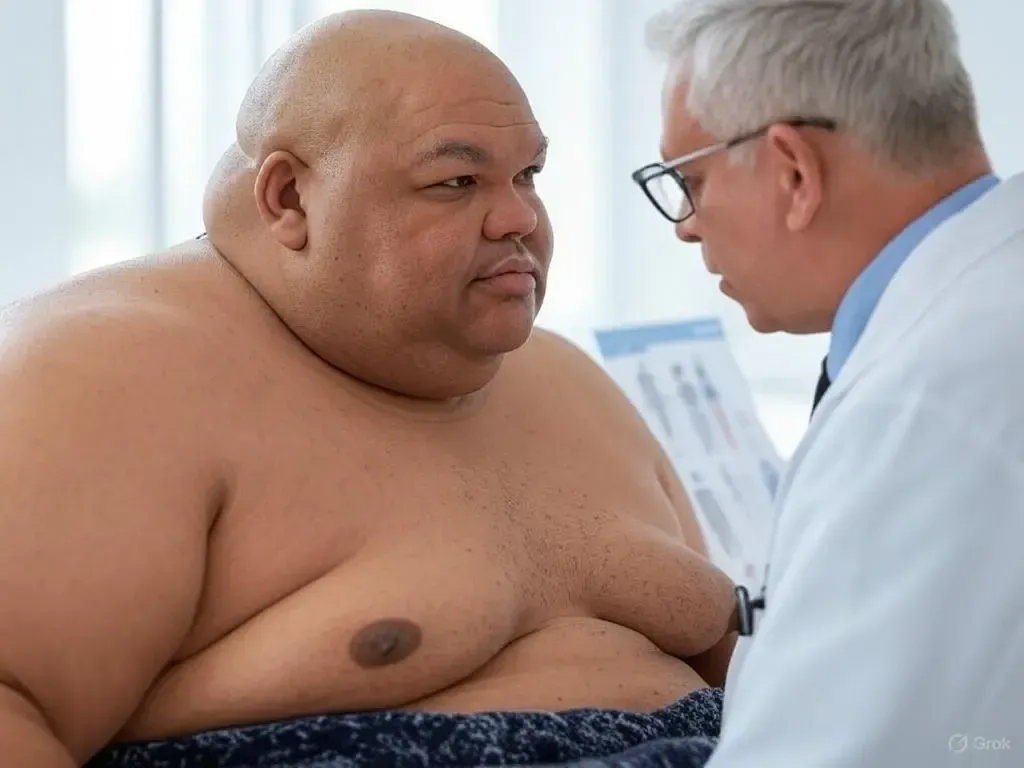Doctor explaining to obese male patient how to overcome emotional eating