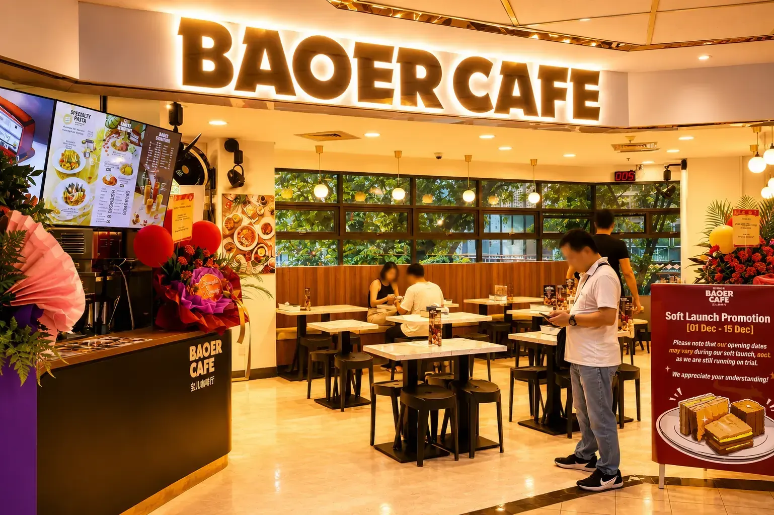 The bright storefront and modern interior of