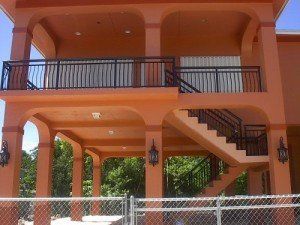 Aluminum Handrail — Orange Exterior Paint House in Islamorada, FL