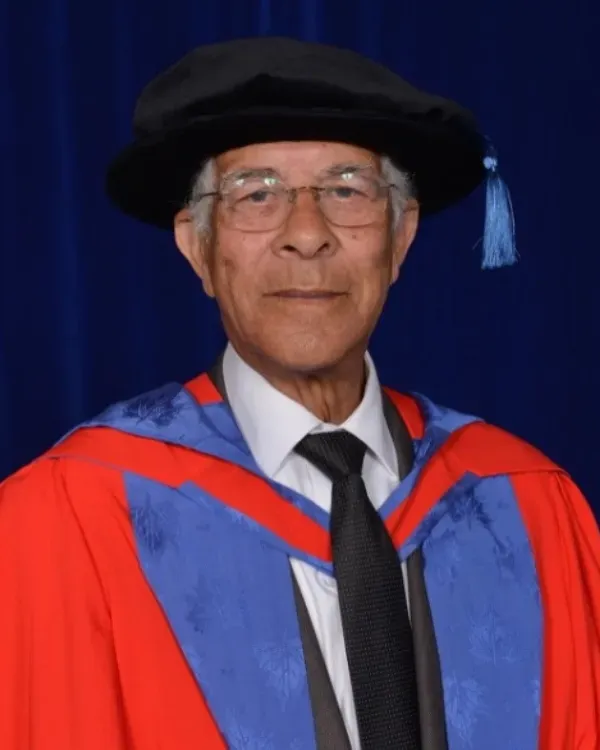 Bert wearing his gown before receiving his Doctorate