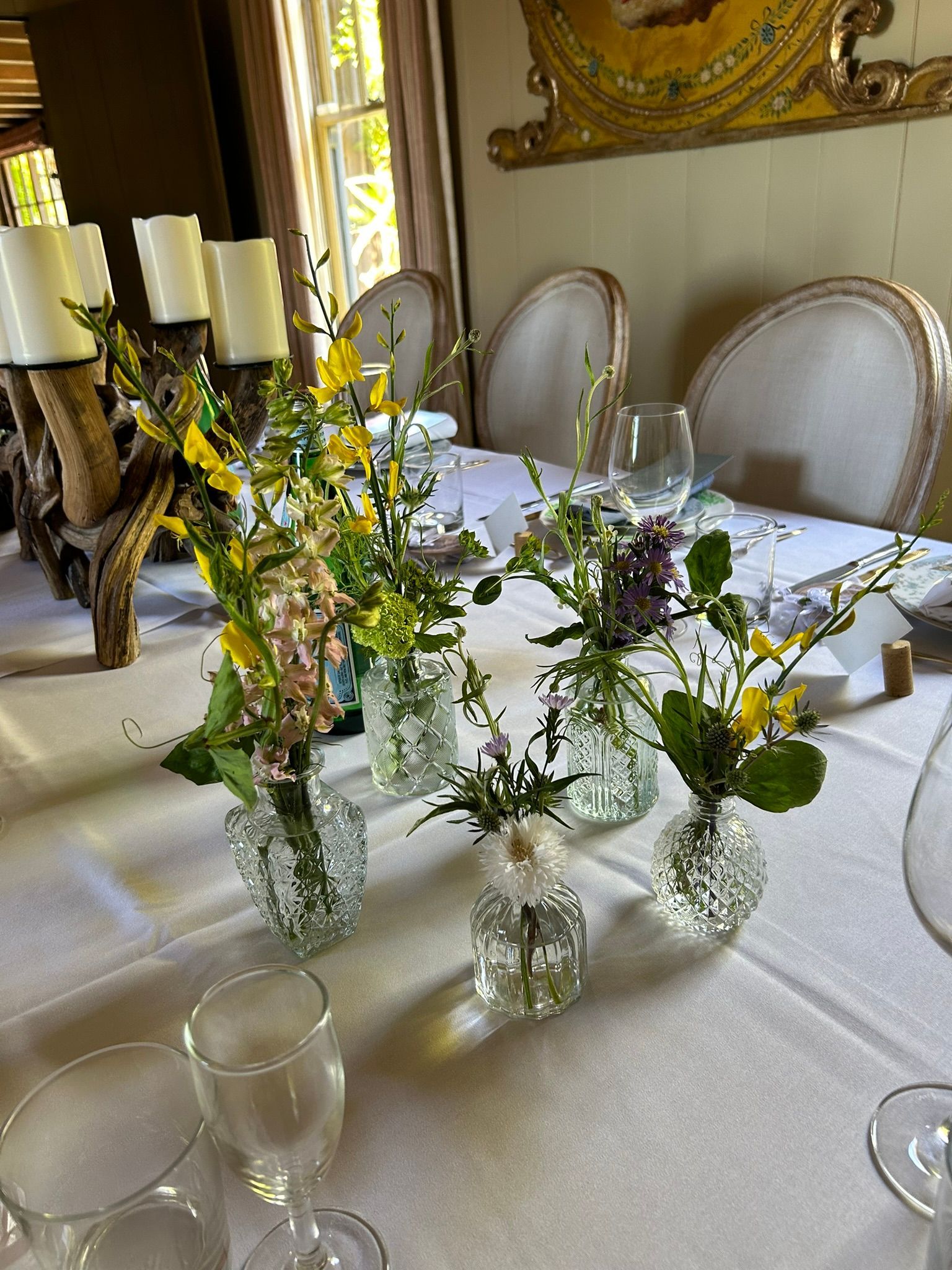 Bud Vases with wildflowers