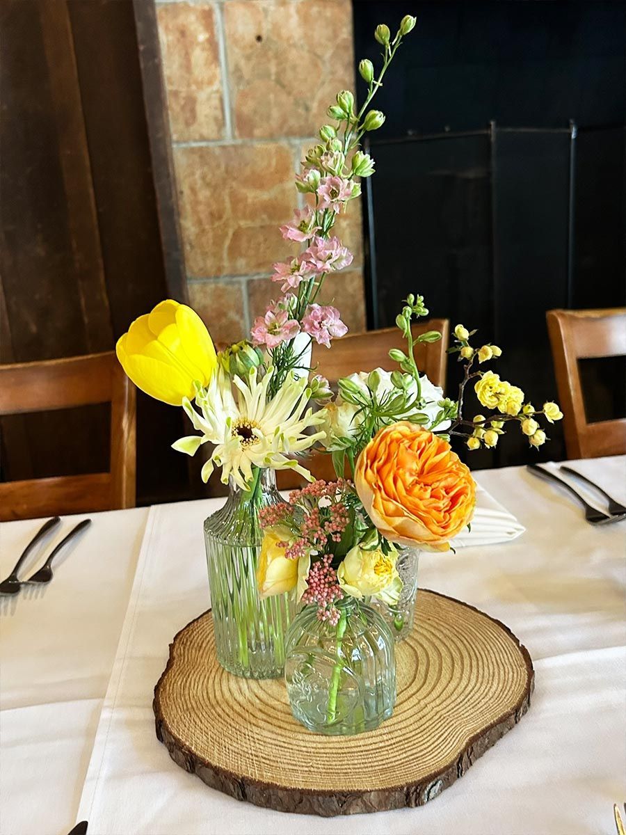 Bud vases with wildflowers