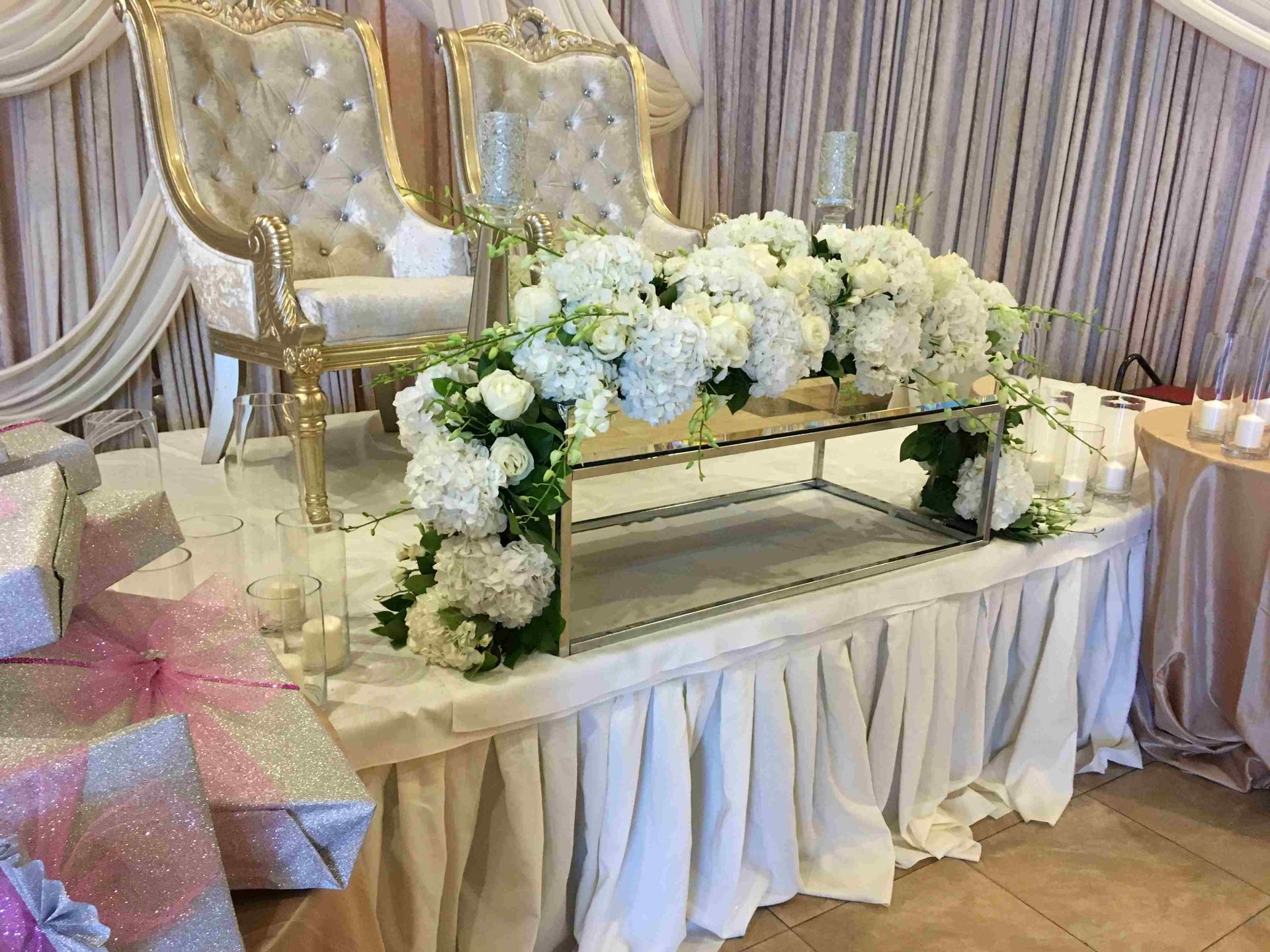 Cascading flowers for a mandap ceremony