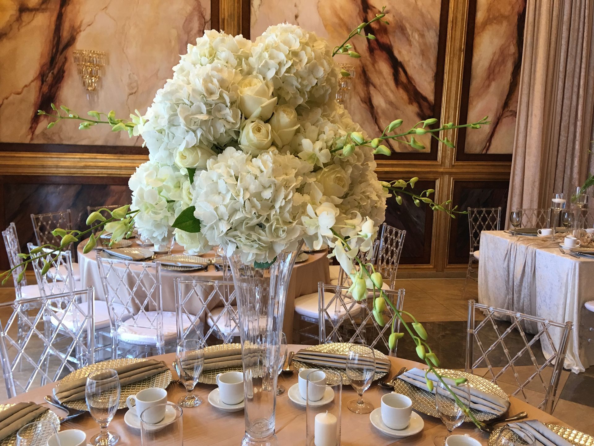 Tall white centerpiece