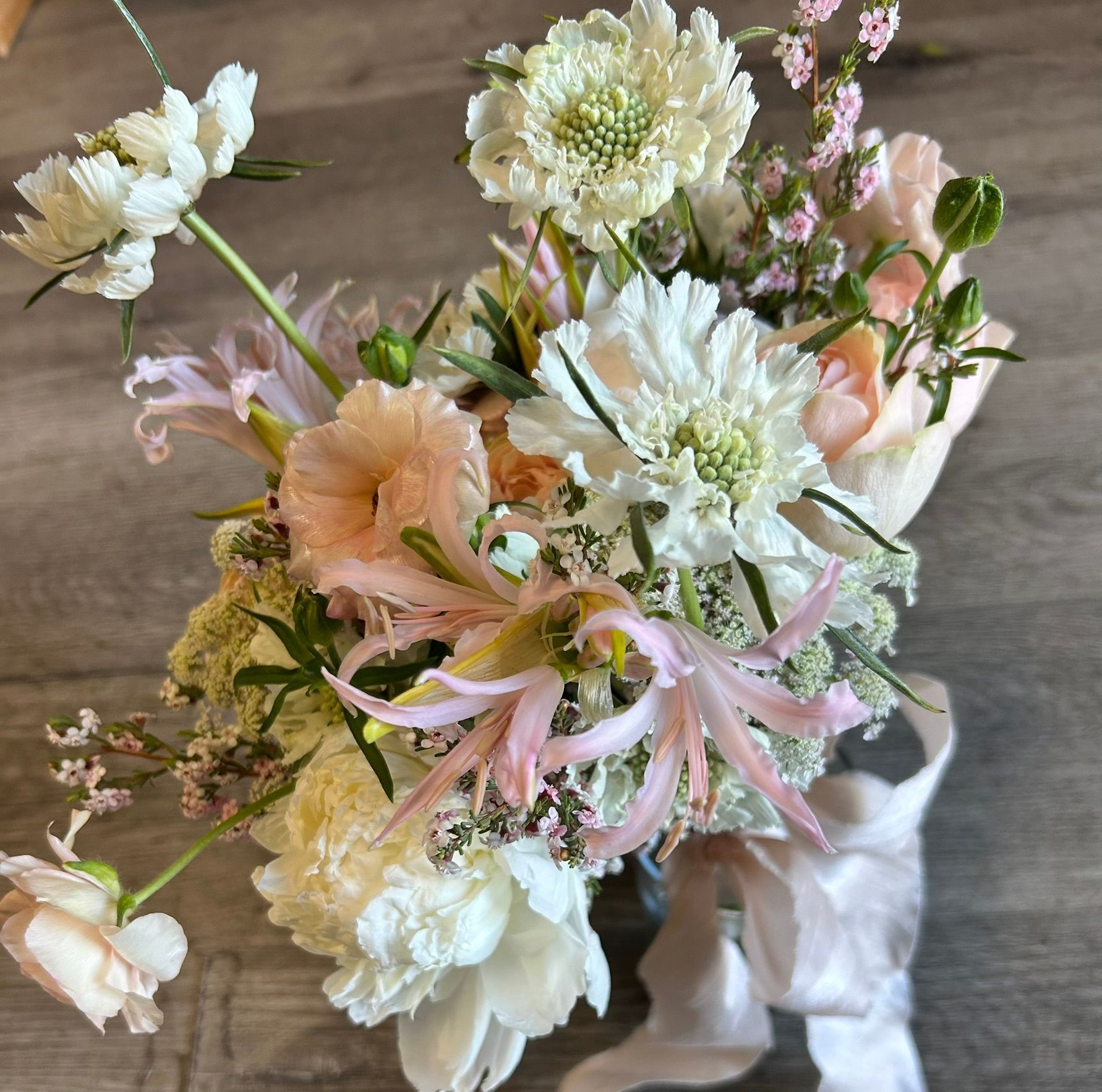A wildflower bridal bouquet
