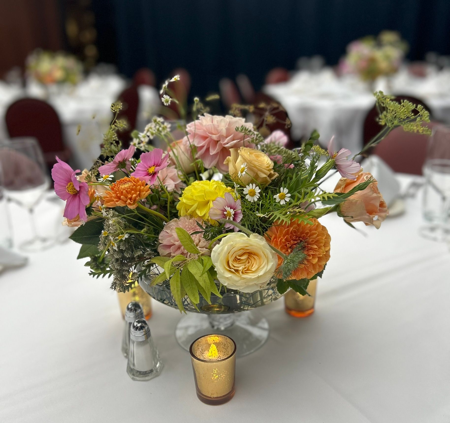 Pastel flowers centerpiece