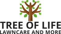 Logo of Tree of Life Lawncare. Brown tree with green leaves above black text on white background.